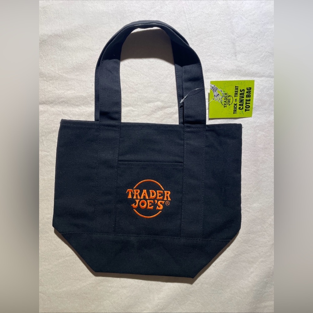 Trader Joe's Halloween Black Canvas Mini Tote NWT
